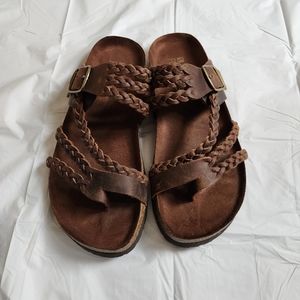 Womens hayleigh white mountain sandals brown leather size 8